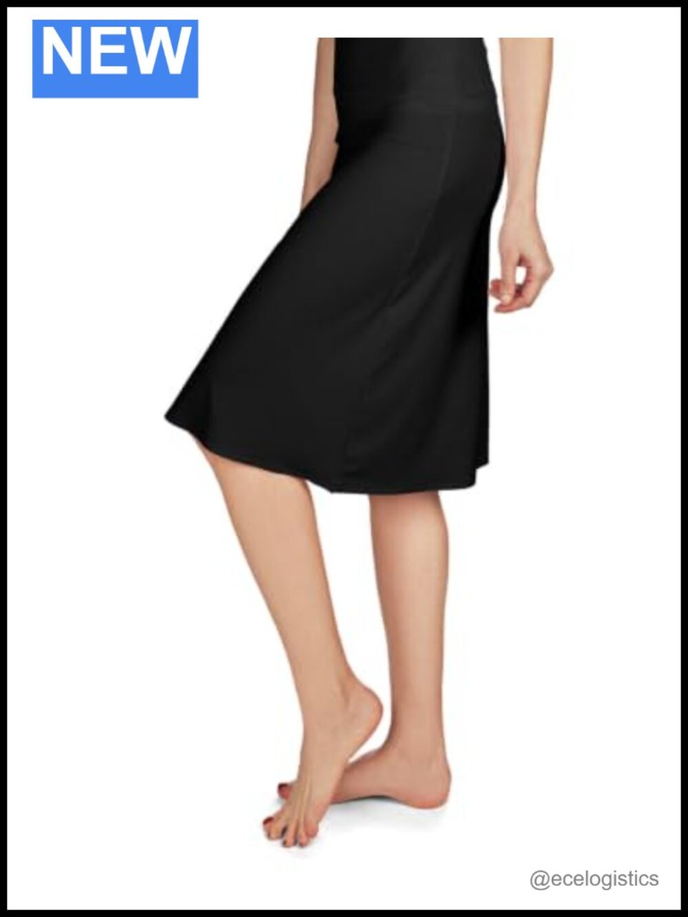 Silky Nylon Spandex High-Waist Half Slip with 4-Way Stretch, Tag-Free
